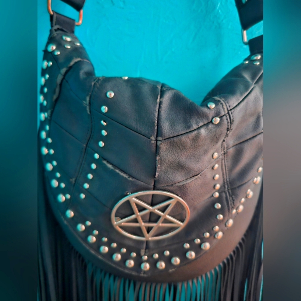 Killstar pentagram leather tassle purse